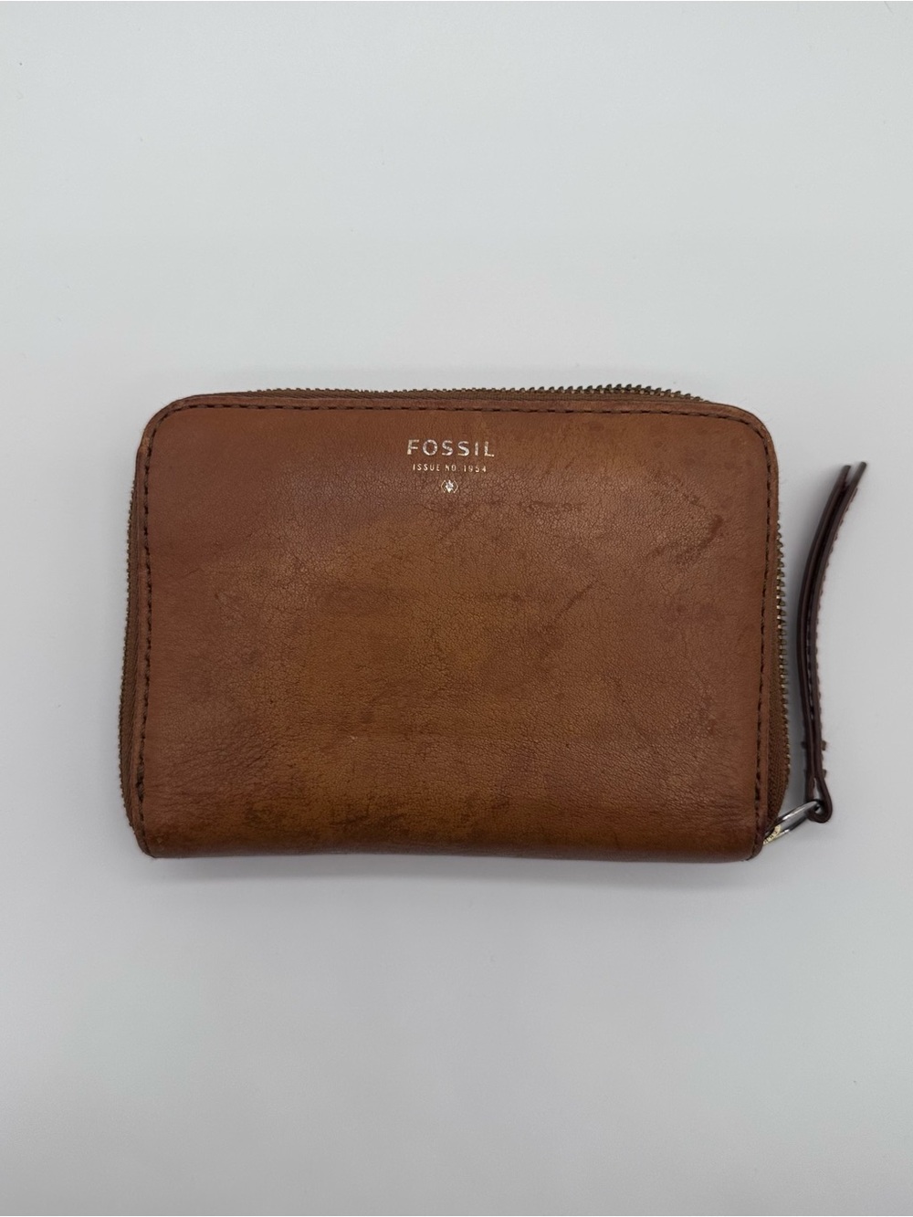 Vintage Fossil Logan Brown Leather Zip Around Wallet | Bill fold Organizer